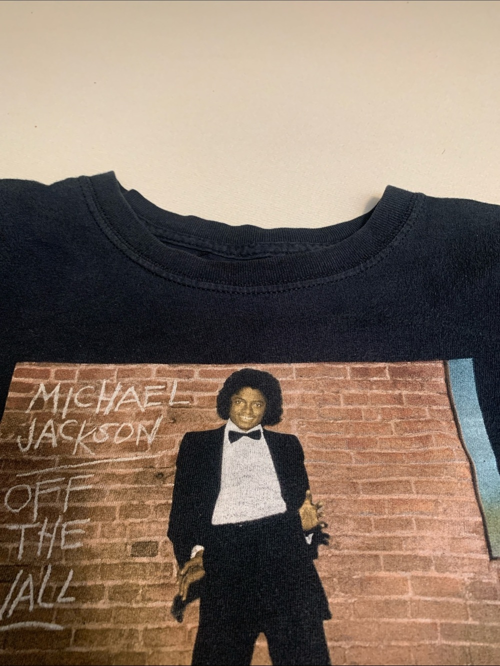 Upcycled “Michael Jackson” Graphic Tee with Men’s Dress Shirt - Picture 7 of 8